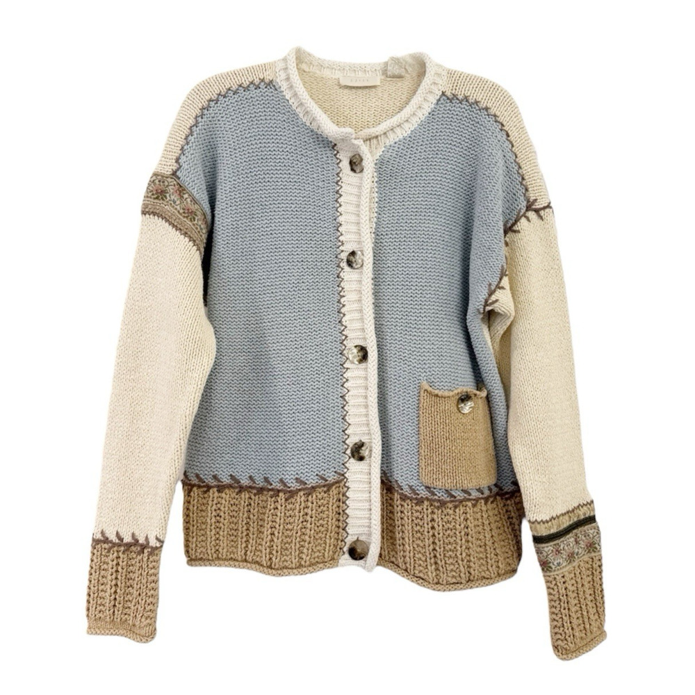 Vintage J Jill Patchwork Cardigan Sweater Size Small